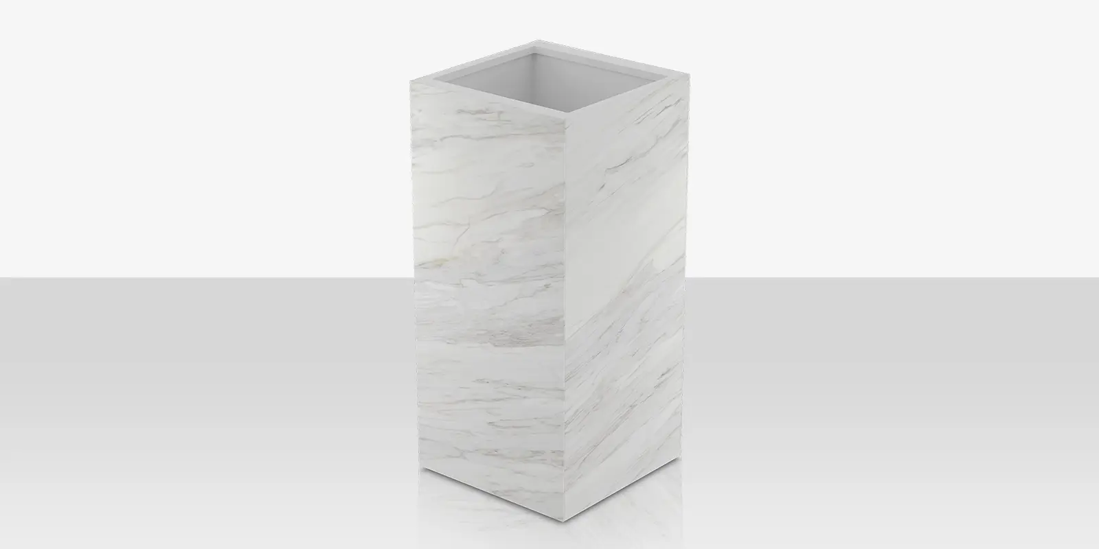 porcelain_planter_24x24x48_calacata_high_angle.webp