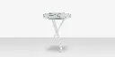 Organic Sand Dollar 18" Diameter Side Table - Tex White Frame - White Duraboard Top - Basil Duraboard Petals