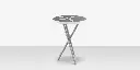 Organic Sand Dollar 18" Diameter Side Table - Kessler Silver Frame - Light Gray Duraboard Top - White Duraboard Petals