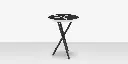 Organic Sand Dollar 18" Diameter Side Table - Tex Black Frame - Black Duraboard Top - White Duraboard Petals