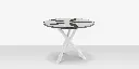 Organic Sand Dollar 42" Diameter Dining Table - Tex White Frame - White Duraboard Top - Black Duraboard Petals