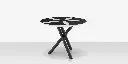 Organic Sand Dollar 42" Diameter Dining Table - Tex Black Frame - Black Duraboard Top - White Duraboard Petals