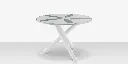Organic Sand Dollar 48" Diameter Dining Table - Tex White Frame - White Duraboard Top - Basil Duraboard Petals