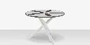 Organic Sand Dollar 48" Diameter Dining Table - Tex White Frame - White Duraboard Top - Black Duraboard Petals