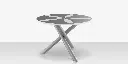 Organic Sand Dollar 48" Diameter Dining Table - Kessler Silver Frame - Light Gray Duraboard Top - White Duraboard Petals