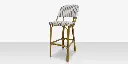 Paris Bar Side Armless Chair - Gray & White
