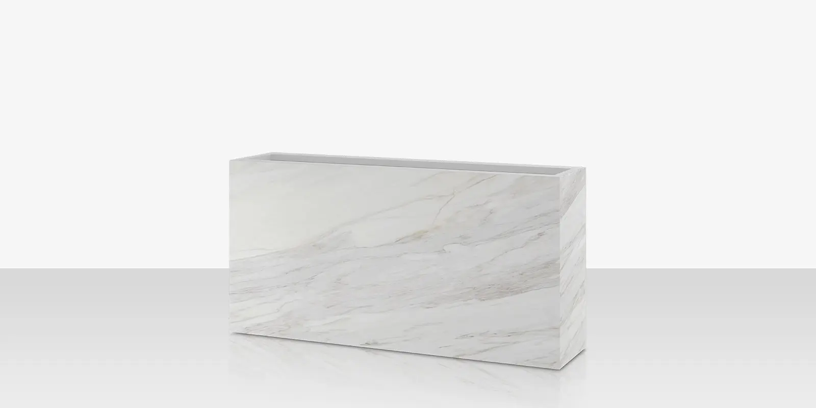 Porcelain Planter - 48" x 12" x 24" - Calacata