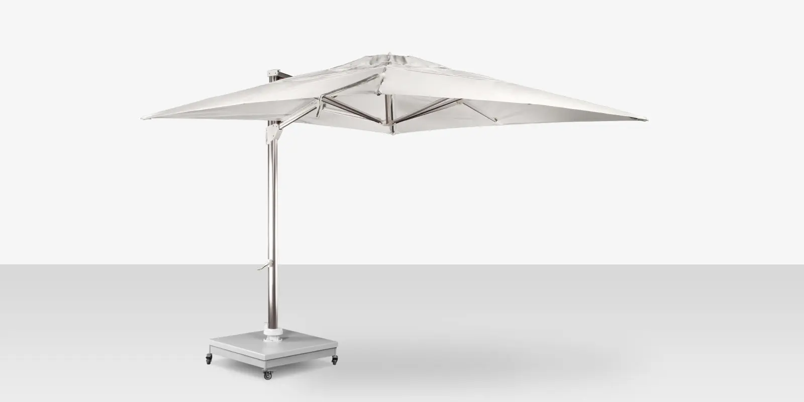 The Grand 10' Cantilever Umbrella (Square) - Mirror Anodized Frame with Lowes Grey Base
