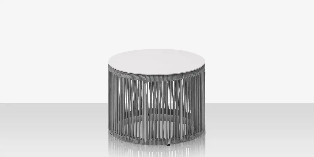 [SF-3303-322-KES-GRY] Skye Side Table (Round) - Kessler Silver Frame / Gray Durarope