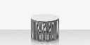 Skye Side Table (Round) - Kessler Silver Frame / Gray Durarope