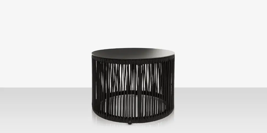 [SF-3303-322-TXB-BLK] Skye Side Table (Round) - Tex Black Frame / Black Durarope