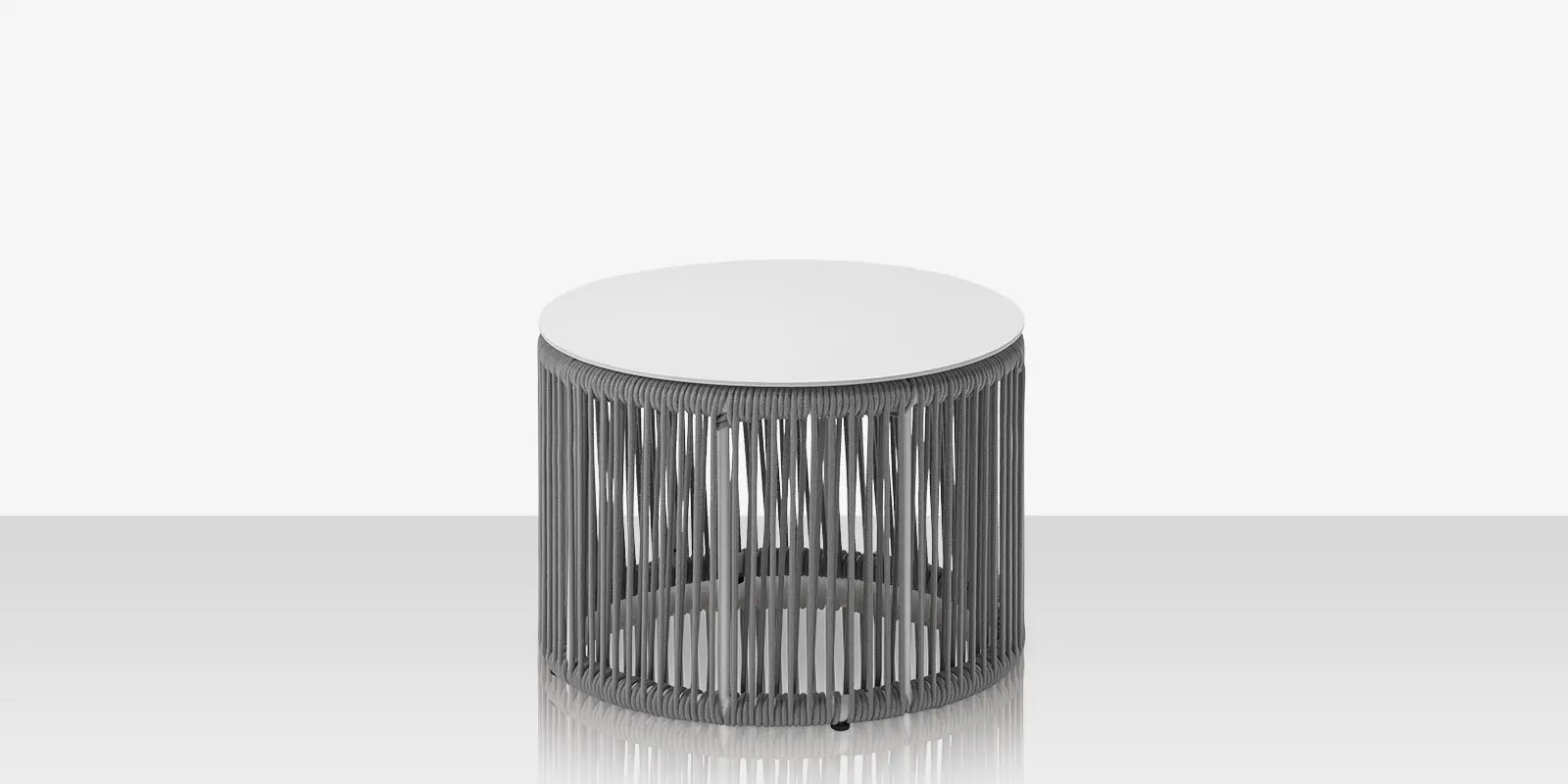 Skye Side Table (Round) - Tex White Frame / Gray Durarope