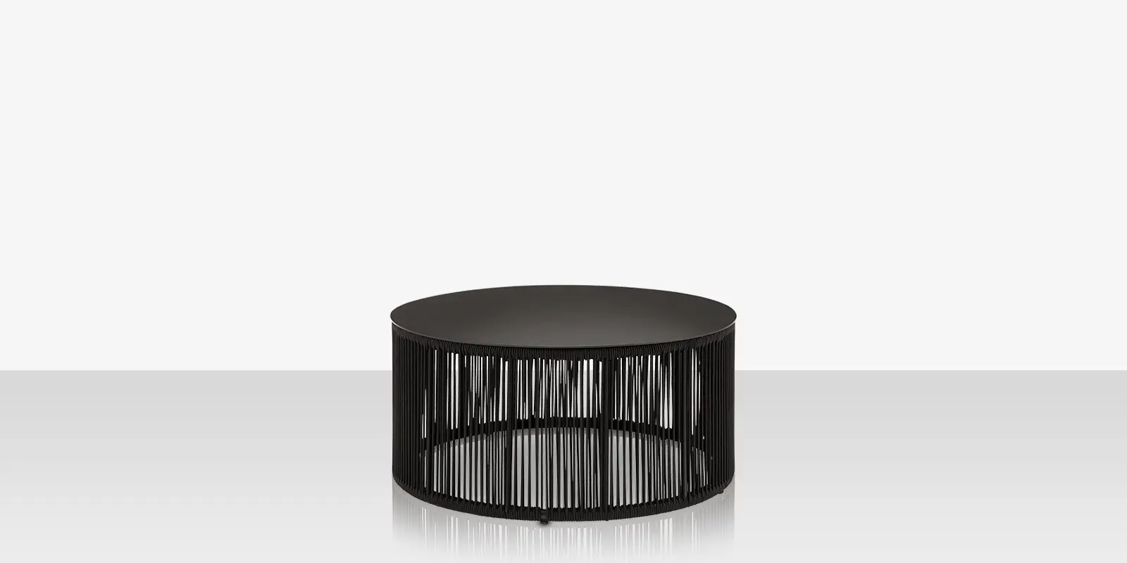 Skye Small Coffee Table (Round) - Tex Black Frame / Black Durarope