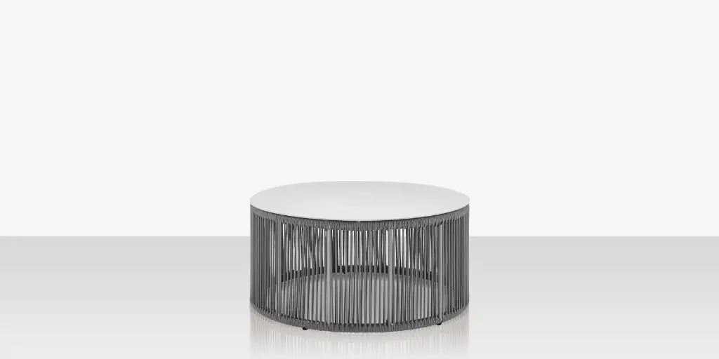 [SF-3303-320-TXW-GRY] Skye Small Coffee Table (Round) - Tex White Frame / Gray Durarope