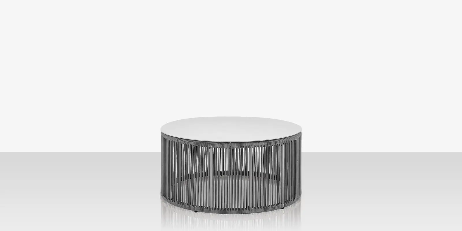 Skye Small Coffee Table (Round) - Tex White Frame / Gray Durarope