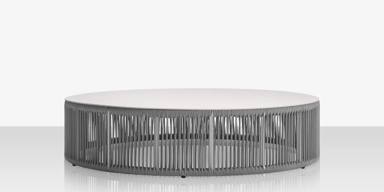 Skye Coffee Table (Round) - Kessler Silver Frame / Gray Durarope