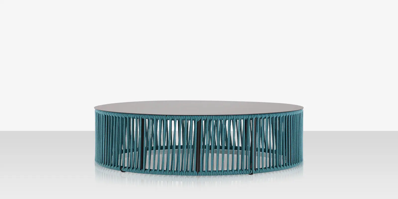 Skye Coffee Table (Round) - Tex Gray Frame / Teal Durarope