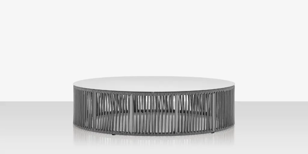 [SF-3303-321-TXW-GRY] Skye Coffee Table (Round) - Tex White Frame / Gray Durarope