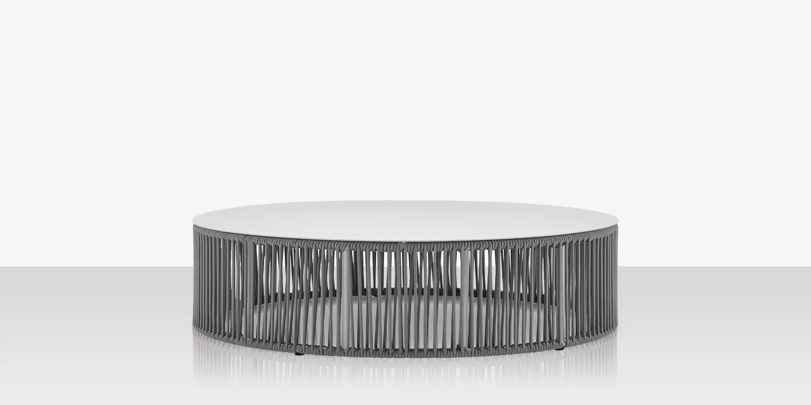 Skye Coffee Table (Round) - Tex White Frame / Gray Durarope