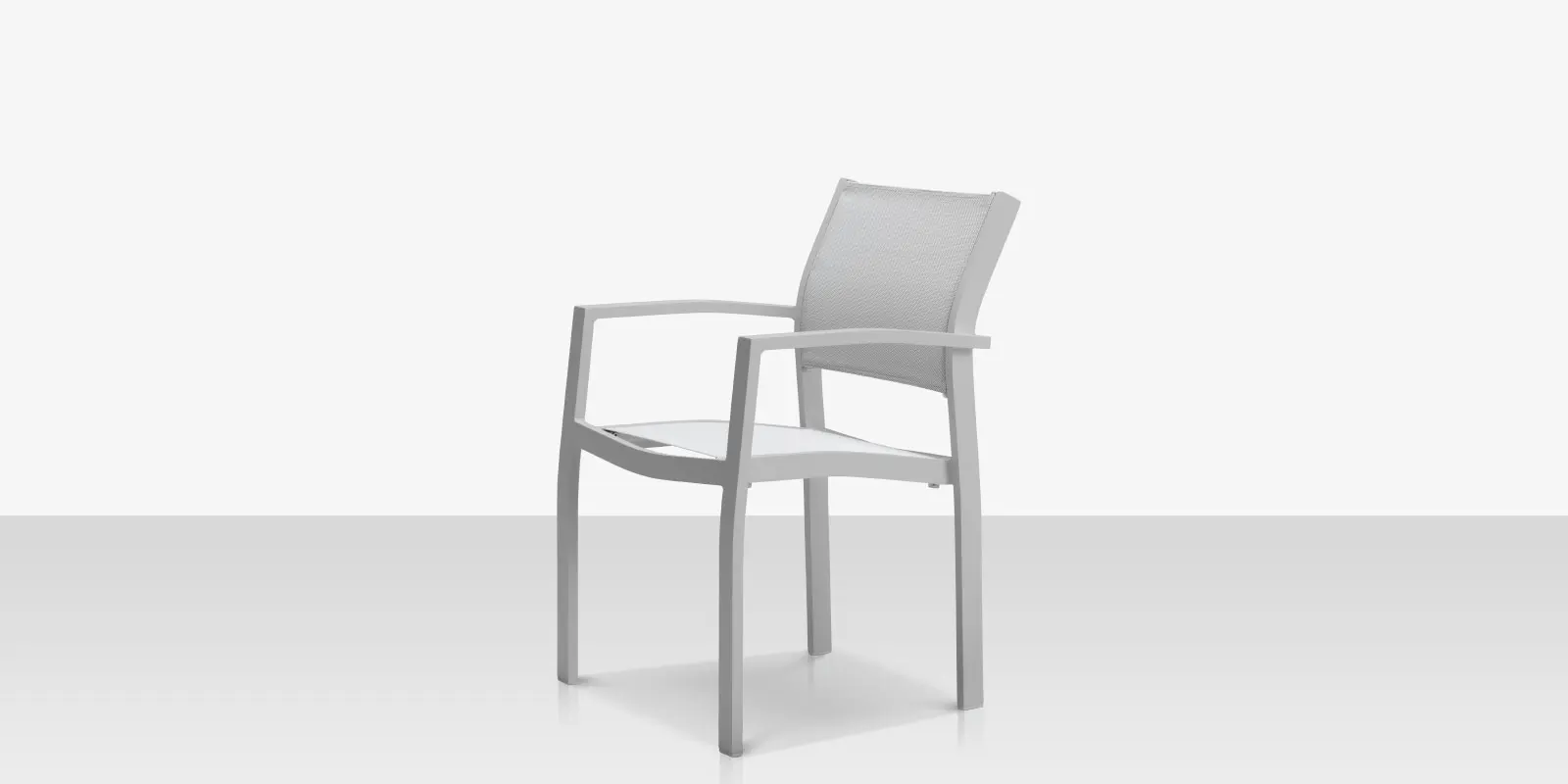 Fusion Dining Arm Chair - Kessler Silver - Cloud Gray Sling
