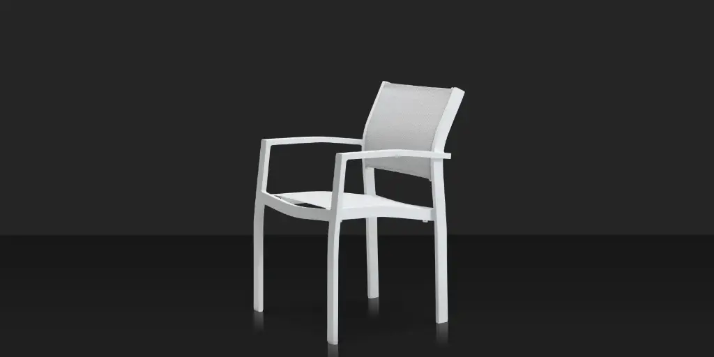 [SF-3001-163-TXW-CGR] Fusion Dining Arm Chair - Tex White - Cloud Gray Sling
