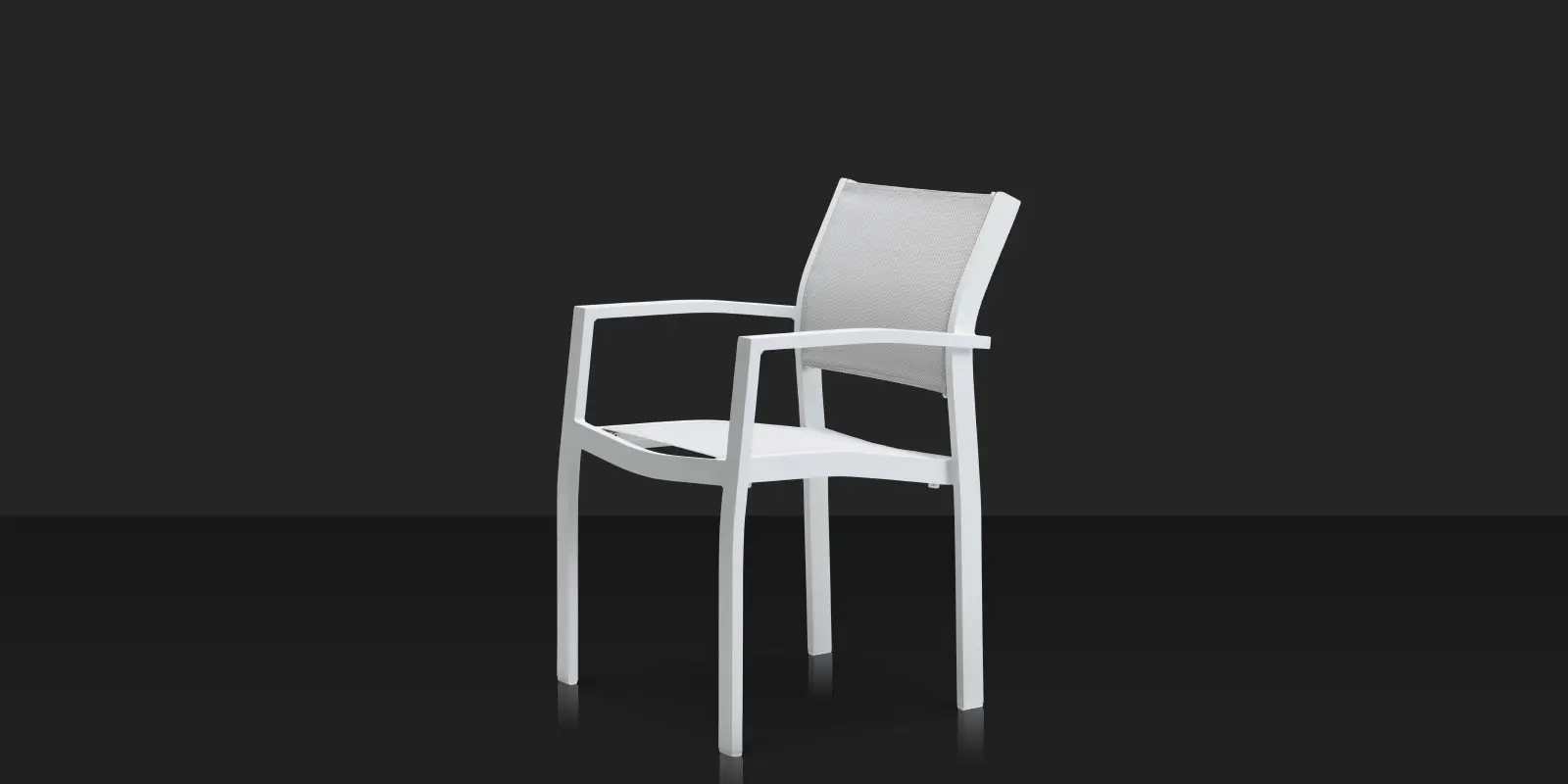 Fusion Dining Arm Chair - Tex White - Cloud Gray Sling