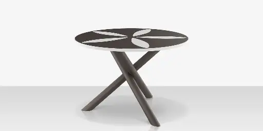 [SF-2039-326
-TXG-DBCHR-DBWHT] Organic Sand Dollar 48" Diameter Dining Table - Tex Gray Frame - Charcoal Duraboard Top - White Duraboard Petals